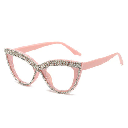 Vintage Luxury Brand Designer Diamond Cat Eye Glasses Frame Women Fashion Trending Crystal Sexy Myopia Reading Eyeglasses Frames