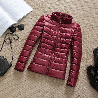 Ultra-light Plus Size Thin Down Jacket Women Autumn Winter Slim Short Hooded Warm White Duck Down Coat Women's Outerwear