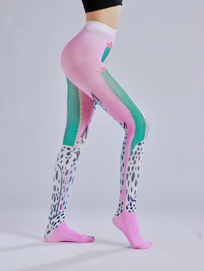 Cactus printed pantyhose with leopard print pattern as the sole personalized and fashionable pantyhose