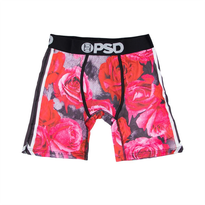 PSD Men's Underwear Printed Sports Running Fitness Boxing Flat Corner Underwear