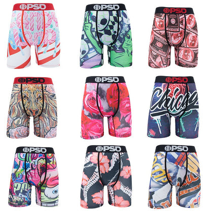 PSD Men's Underwear Printed Sports Running Fitness Boxing Flat Corner Underwear