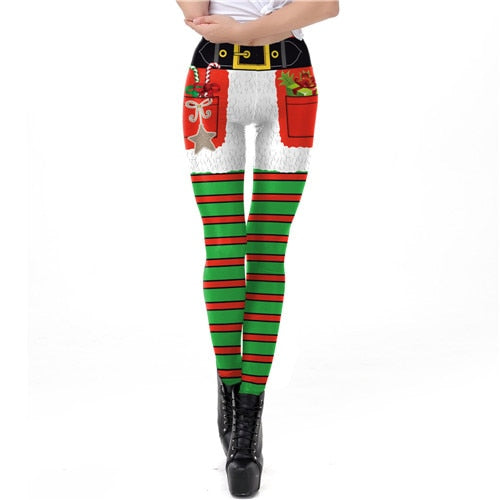 Christmas Autumn Winter Stripe Tribal Leggings for Women