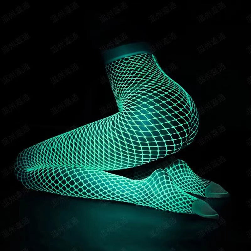 Glow In The Dark Pantyhose Sexy Lingerie With Hollow Mesh Stockings And Fishnet Stockings