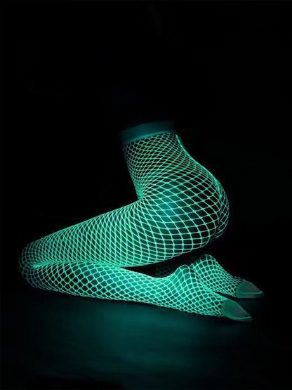 Glow In The Dark Pantyhose Sexy Lingerie With Hollow Mesh Stockings And Fishnet Stockings