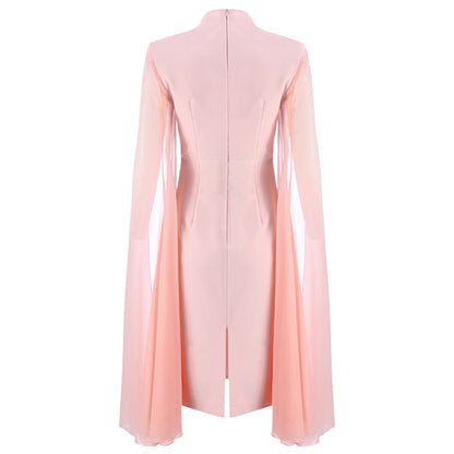 Designer Runway Dress Women's Stylish Cloak Sleeve Dress Party Dress