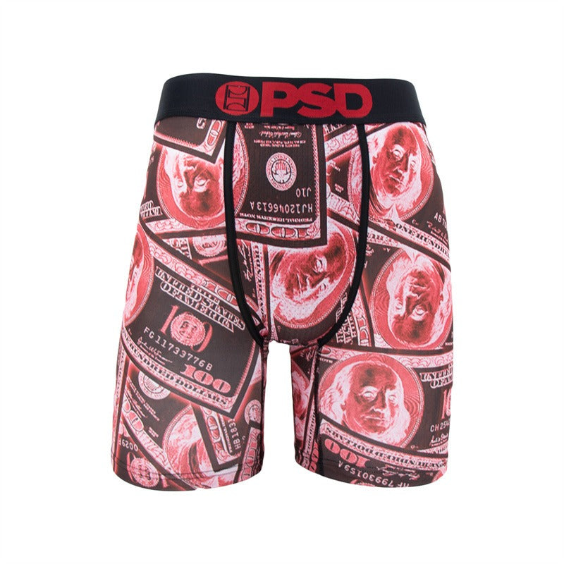 PSD Men's Underwear Printed Sports Running Fitness Boxing Flat Corner Underwear