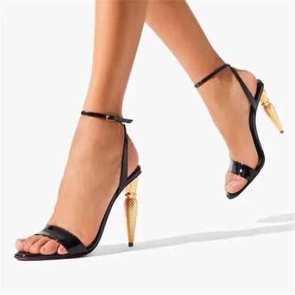 Lipstick Heel Women Sandals Designer 10CM High Heels Valentine Shoes Ankle Strap Gladiator Sandalias Ladies Luxury Dress Pumps