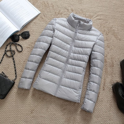 Ultra-light Plus Size Thin Down Jacket Women Autumn Winter Slim Short Hooded Warm White Duck Down Coat Women's Outerwear