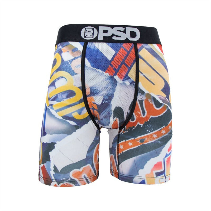 PSD Men's Underwear Printed Sports Running Fitness Boxing Flat Corner Underwear